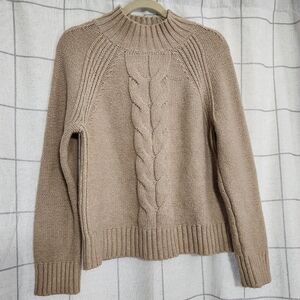Tommy Hillfiger Womens Tan Cable-Knit Sweater